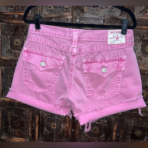 True Religion Overdye Jayde Button Fly Boyfriend Short in Punch Size 29 - Picture 5 of 9
